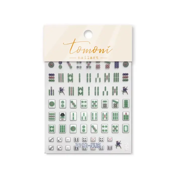 Autocollants 5D réalistes pour nail art, décalcomanies adhésives, conception vive, jeux de Mahjong c
