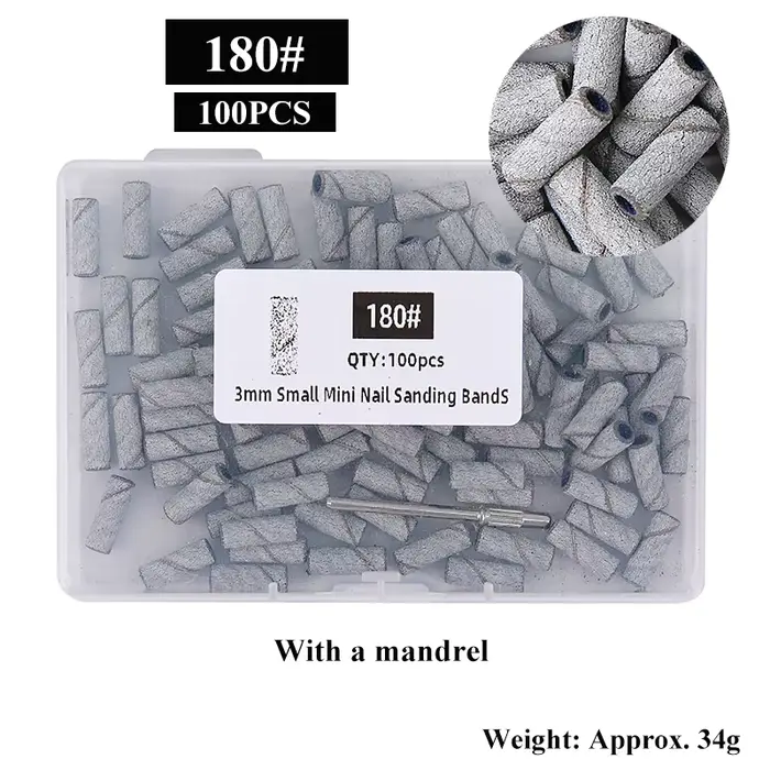 100 pièces/boîte 3mm Mini bandes de ponçage avec jeux de mandrins pour peau morte callosités polissa