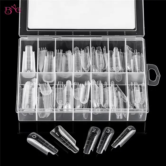 BNG 140 pièces/boîte formes d'ongles carrées pour Gel UV moule d'extension de construction rapide en plastique double