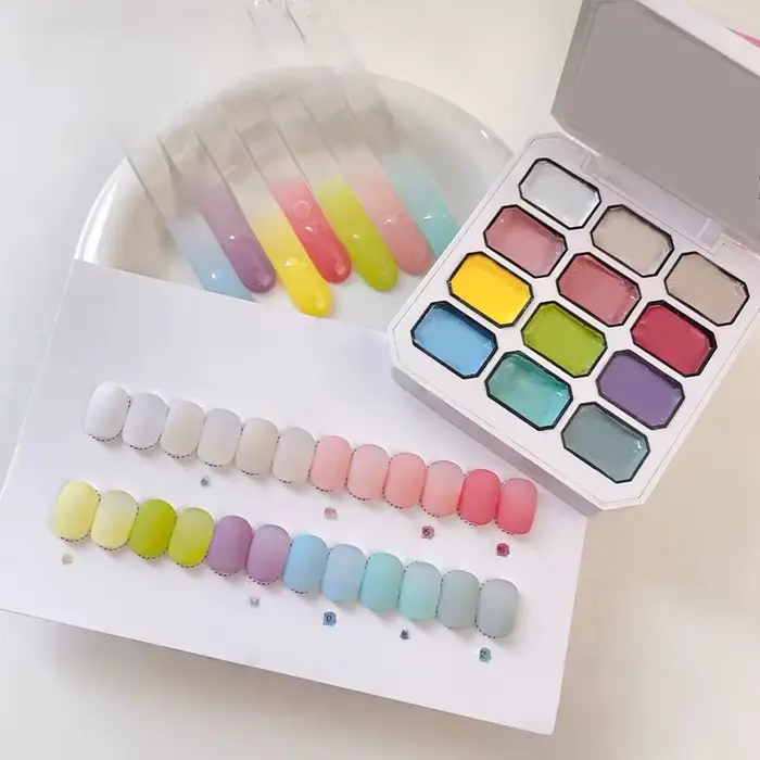 Vernis Gel Solide 12 Couleurs Effet Bonbon, Gel UV pour Ongles, Charme DIY pour Nail Art, Convient a