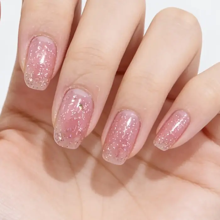 Vernis à ongles rose pailleté - Naturel, séchage rapide, sans cuisson nécessaire, brillance longue durée pour les ongles, protège les ongles fins et mous, renforce les ongles, rehausse la beauté, conv