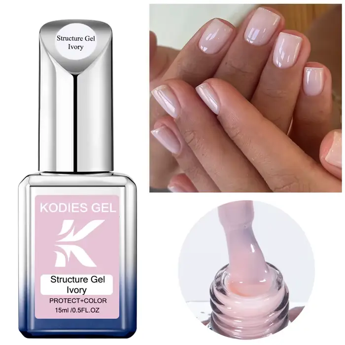 KODIES GEL Base en caoutchouc Gel vernis à ongles 15ML manucure française ivoire couleur Pastel naturel Structure UV Gel