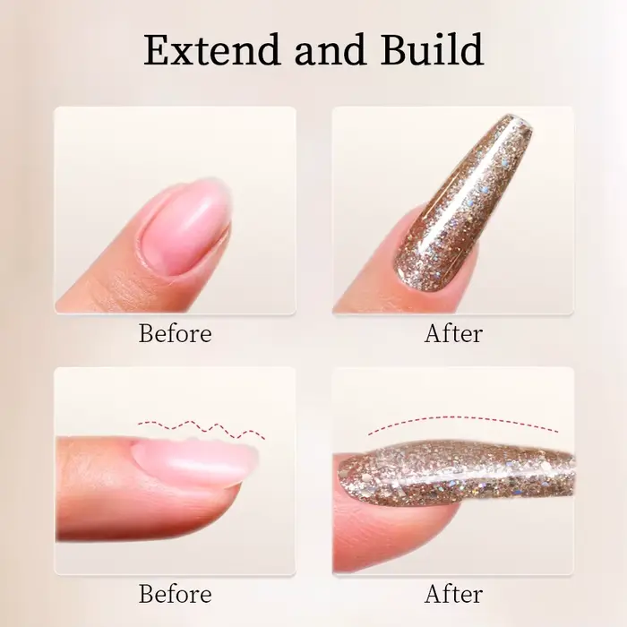RSNAIL 5g 3 en 1 Extension Gel vernis à ongles doré argent paillettes scintillant construction UV Gel
