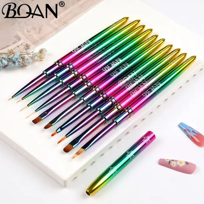BQAN 10 styles de pinceaux pour nail art à effet dégradé étoilé