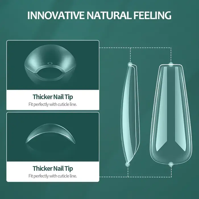 Nailpop 600 pièces pointes d'ongles couverture complète longueur moyenne ballerine presse sur faux ongles extensions conseils avec boîte pour les Salons et le bricolage à la maison
