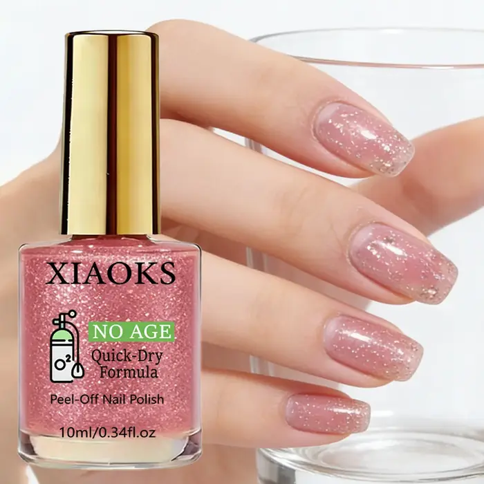 Vernis à ongles rose pailleté - Naturel, séchage rapide, sans cuisson nécessaire, brillance longue durée pour les ongles, protège les ongles fins et mous, renforce les ongles, rehausse la beauté, conv