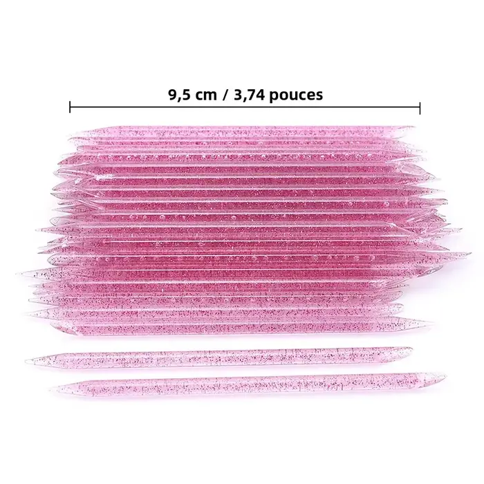 10/50/100 pièces bâton de cristal réutilisable Double extrémité Nail Art poussoir à cuticules outil de retrait de cuticu