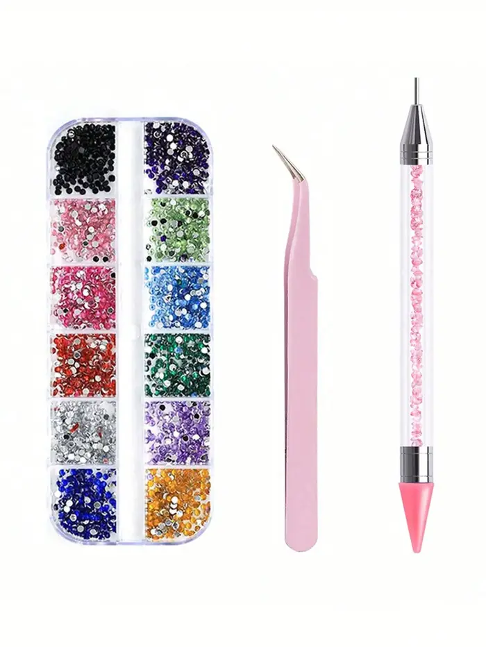 Strass acryliques multi-tailles à dos plat pour Nail Art