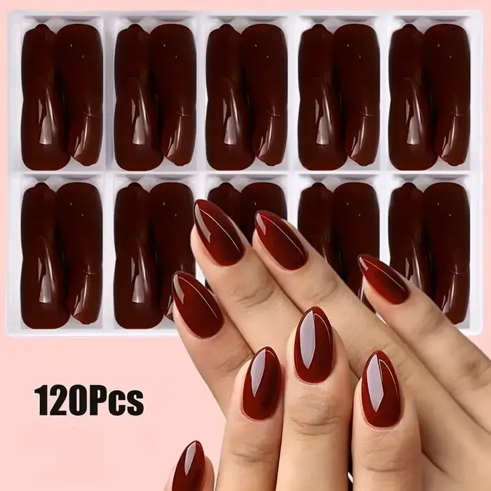 Faux ongles à presser rouge bordeaux brillants