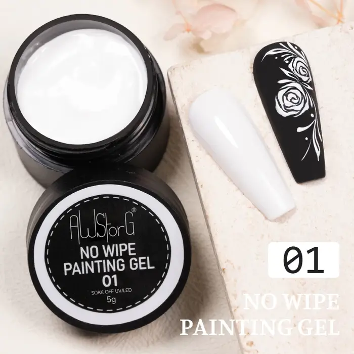 AWStorG 5g 4 en 1 sans lingette peinture Gel vernis pas fluide noir blanc couleur
