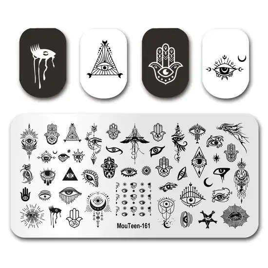 Tampon à ongles d'art MouTeen044 lettres Viking de Divination plaques d'estampage d'ongle ensemble d