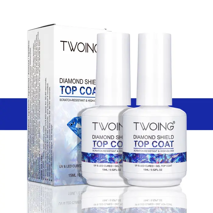 TWOING Top Coat Gel 15 ml Ultra Brillant Diamant Sans Résidu