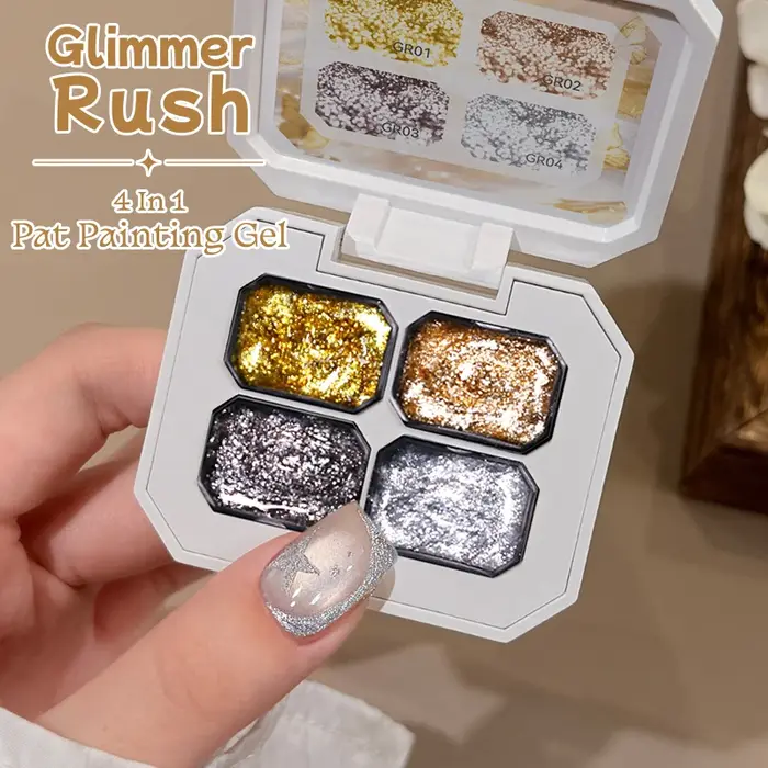 UR SUGAR Glimmer Pat Painting Gel Vernis à Ongles Or Argent pour French Manucure DIY, pour Dessins de Lignes, Fleurs, Effets Peints et Estampés