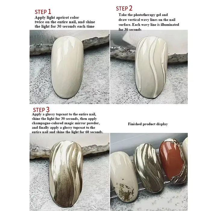 Gel à ongles transparent 3D 5/15 ml et poudre miroir pour nail art créant