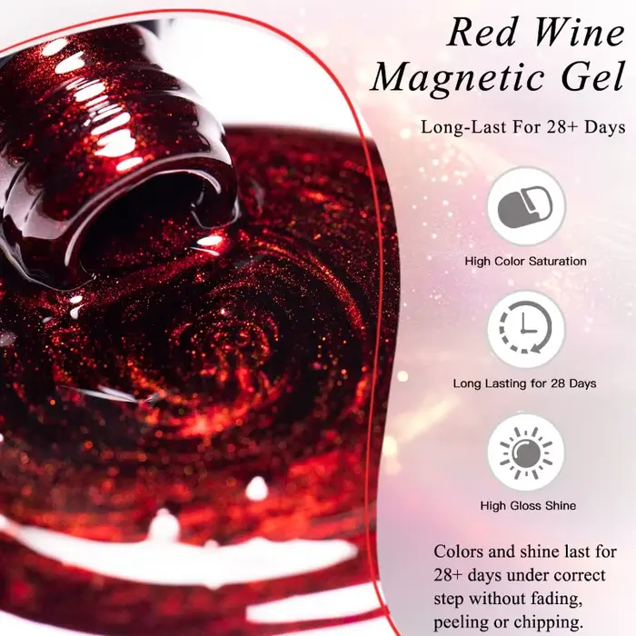 Vernis à ongles Gel magnétique chat vin rouge 10ml