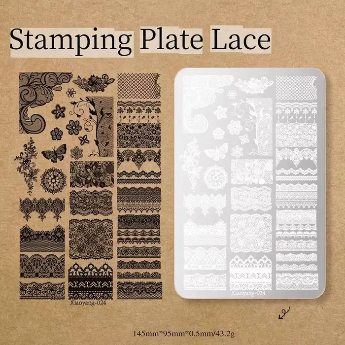 1 pièce Plaque de stamping pour nail art en dentelle française