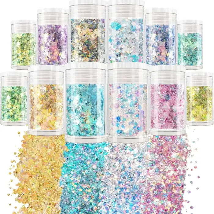 Paillettes opales épaisses - 12 couleurs ambre rêveuses