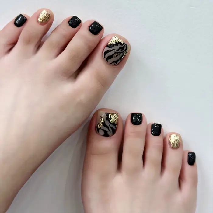 24 pièces imprimé léopard oeil de chat presse sur ongles pour pied brillant marron court tête carrée