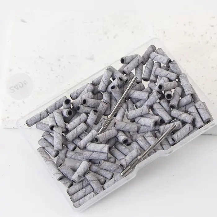 100 pièces 3.1mm Mini petites bandes de ponçage avec 2 pièces jeu d'embouts de mandrin forets à ongl