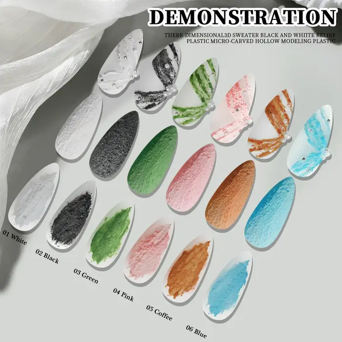 Vernis à ongles en plastique, peinture gypse solide, pour sculpture 3D, Texture de sable créative, motifs floraux, UV LED, décor artistique, 5g