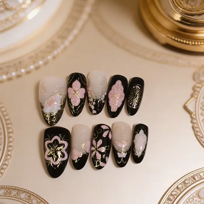 10 pièces d'ongles artificiels en forme d'amande pressés à la main