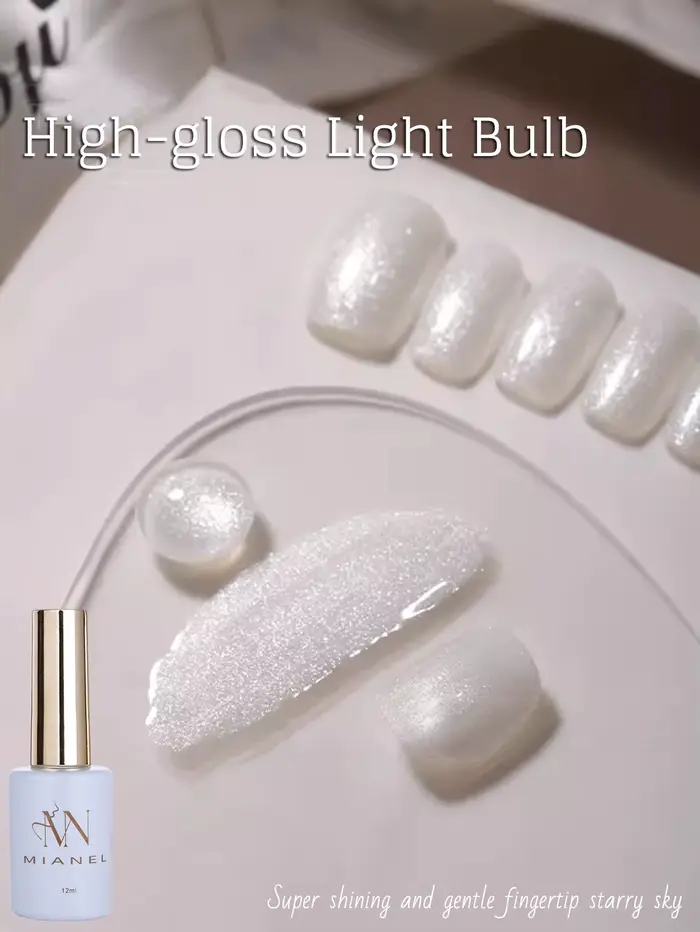 MIANEL 12ML Vernis à ongles gel blanc laiteux à paillettes