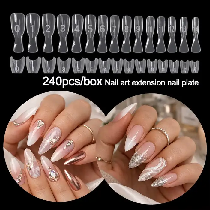 240 pièces Nouvelles formes d'ongles ovales pour sandwich