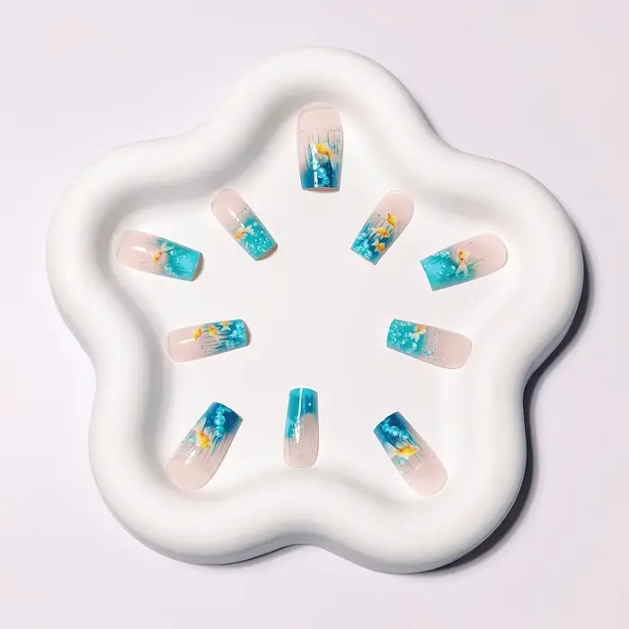Faux ongles carrés mi-longs pour femmes