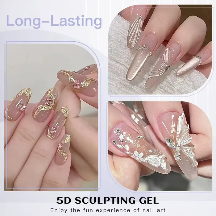 1/2/3 pièces 12ml Gel de modelage 5D pour nail art