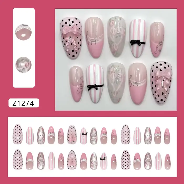 30 faux ongles créatifs motif notes de musique