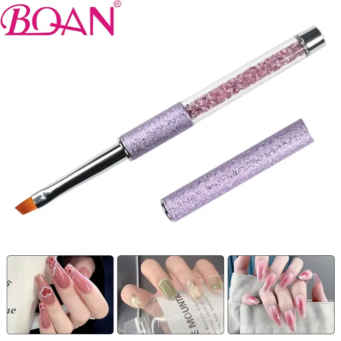 BQAN 1pc une coup Oblique Nail Art brosse poignée en métal ongles Gel