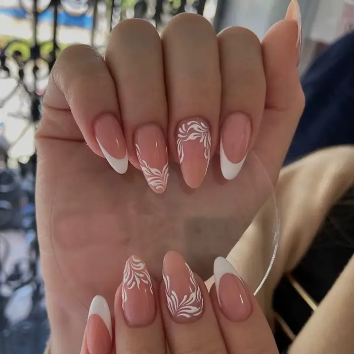 24 ps/ensemble amande inclinée ligne d'or Lotus rose faux ongles artificiel matériel professionnel art