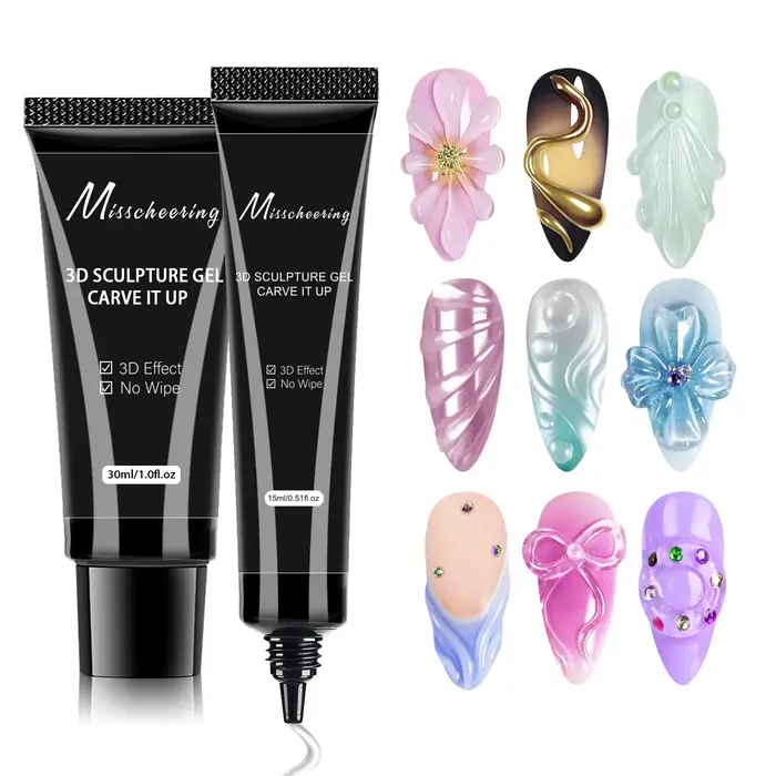 15/30 ml Gel d'art d'ongle 3D-Designs de bricolage transparents Gel de sculpture imperméable Gel de conception