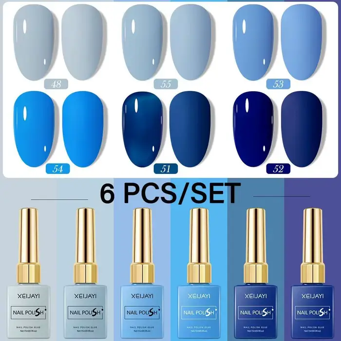 XEIJAYI 15ml Gel vernis à ongles 6 couleurs de bleu nu Nail Art