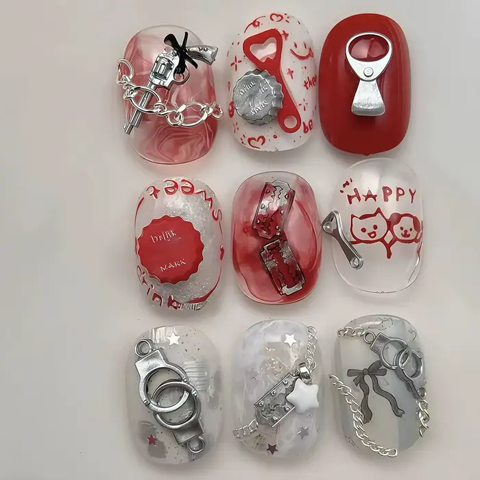 Moule à ongles 3D en Silicone, vaisselle, menottes, jouets amusants, breloques de manucure en résine
