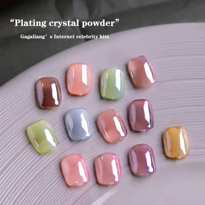 Aurora perle blanc ongles paillettes poussière Chrome clair de lune
