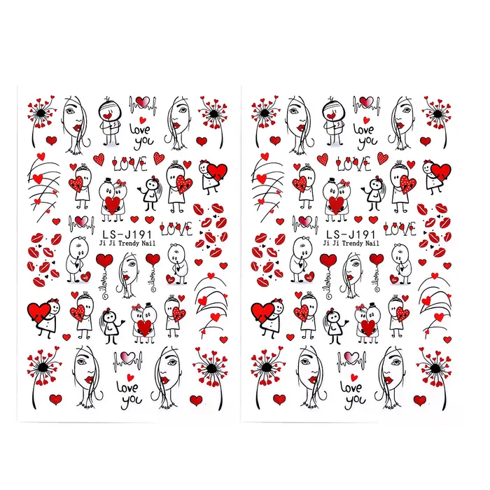 Autocollants pour ongles doux pour la saint-valentin