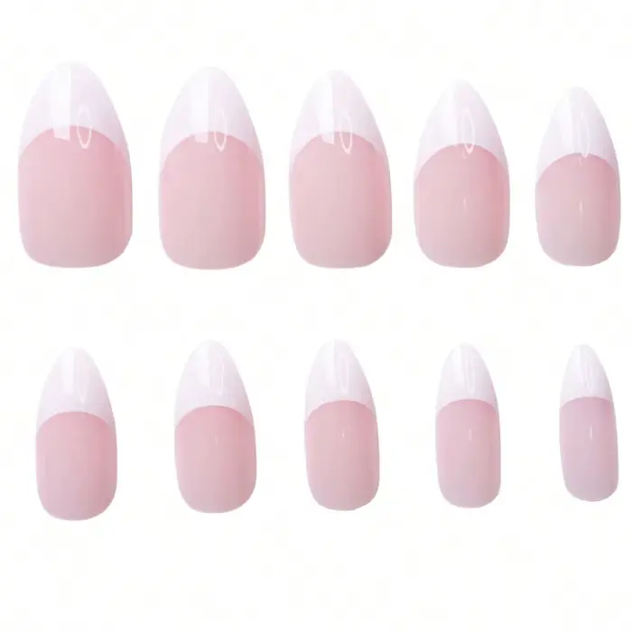 120/150/360 pièces amande rose français presse sur ongles brillant