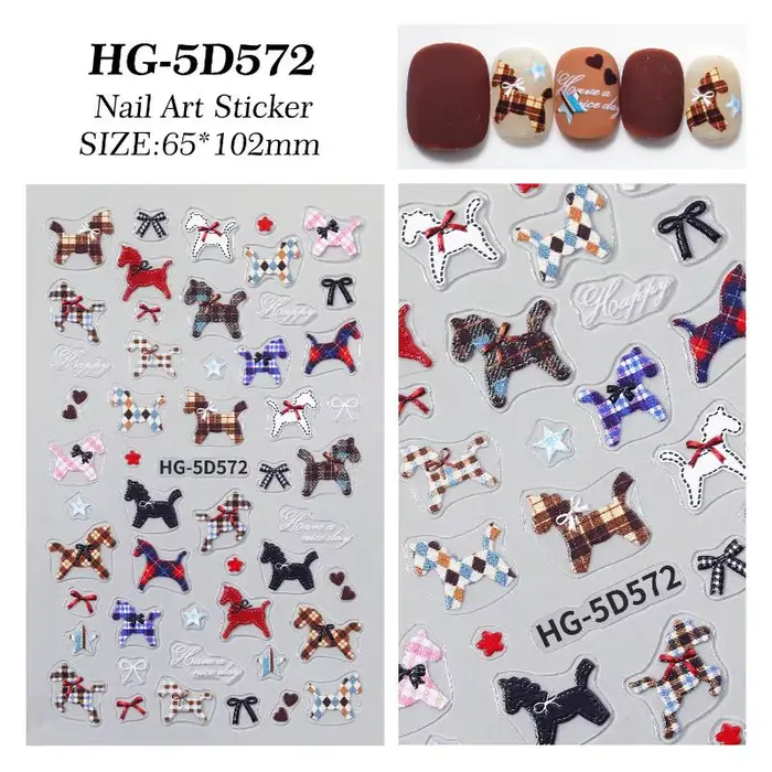 Autocollant cheval coloré et élégant pour Nail Art, dessin animé mignon, autocollant de manucure aut