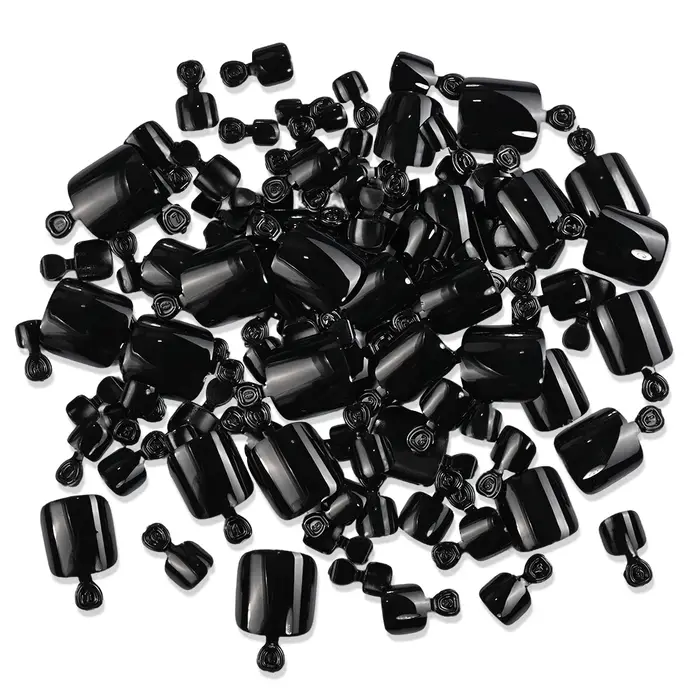 120 pièces noir brillant presse sur les ongles courts carrés couverture complète faux ongles conseil