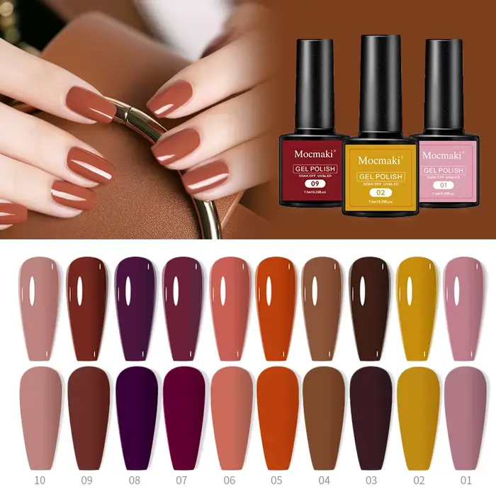 Kit de vernis à ongles en gel Mocmaki, 10 pièces, gel semi-permanent UV LED, vernis à ongles à retir