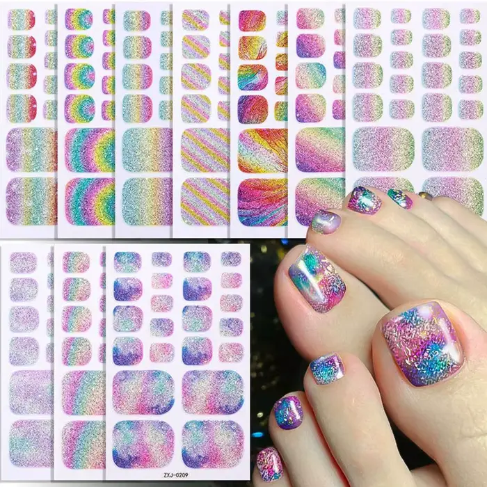 22 bandes/feuille de bandes adhésives en gel semi-durci pour ongles de pieds