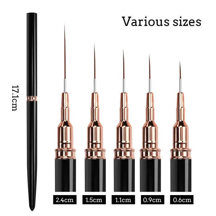 5 pièces professionnel Nail Art doublures rayures pinceaux outil Ultra-mince ligne détail dessin pei
