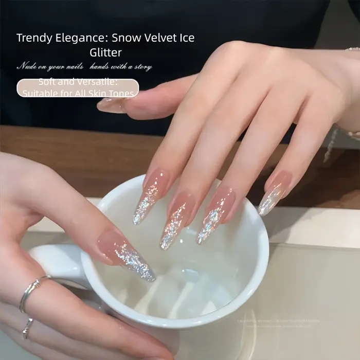 MIANEL 10ml Gel à ongles scintillant effet velours neige 2026 – Vernis ultra-brillant transparent pour manucure professionnelle éclatante en salon