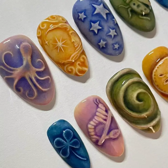 10 pièces presse à la main sur les ongles sculptés