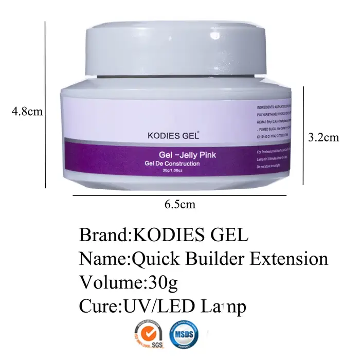 KODIES GEL 30g constructeur Extension Gel pour ongles pour clair blanc rose Construction UV dur Gellak Camouflage acrylique manucure Sculptin