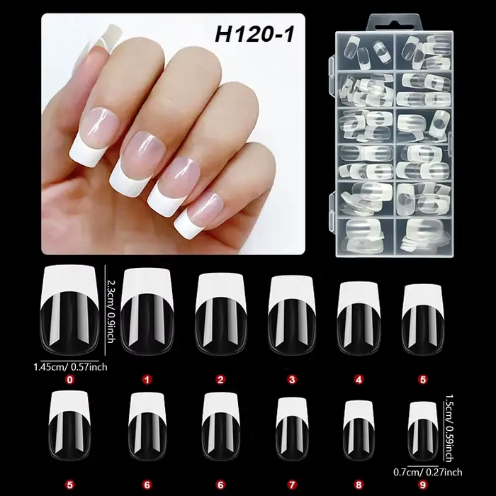 120 pièces taille moyenne Style français couverture complète presse sur les ongles portable rapide f
