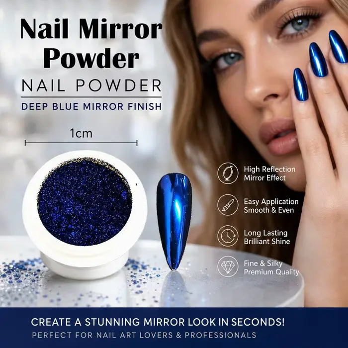 Poudre à ongles chromée effet miroir métallique