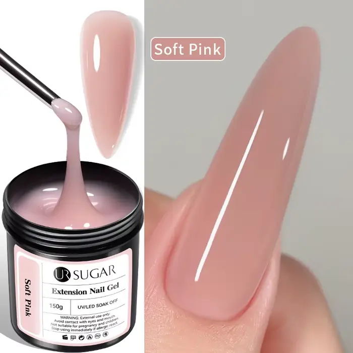 UR SUGAR 150g Gel de construction rapide rose doux 6 en 1 Acrygel pour extension d'ongles auto-nivelant