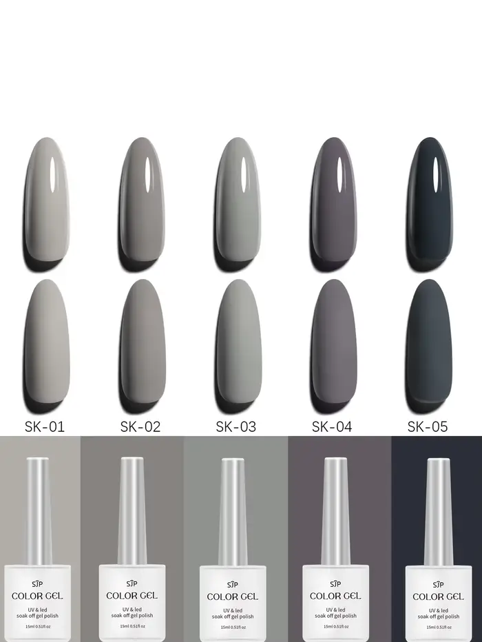 1/5 gris vernis à ongles Gel ensemble bricolage Nail Art décoration tremper Gel UV longue durée manucure peinture Gel